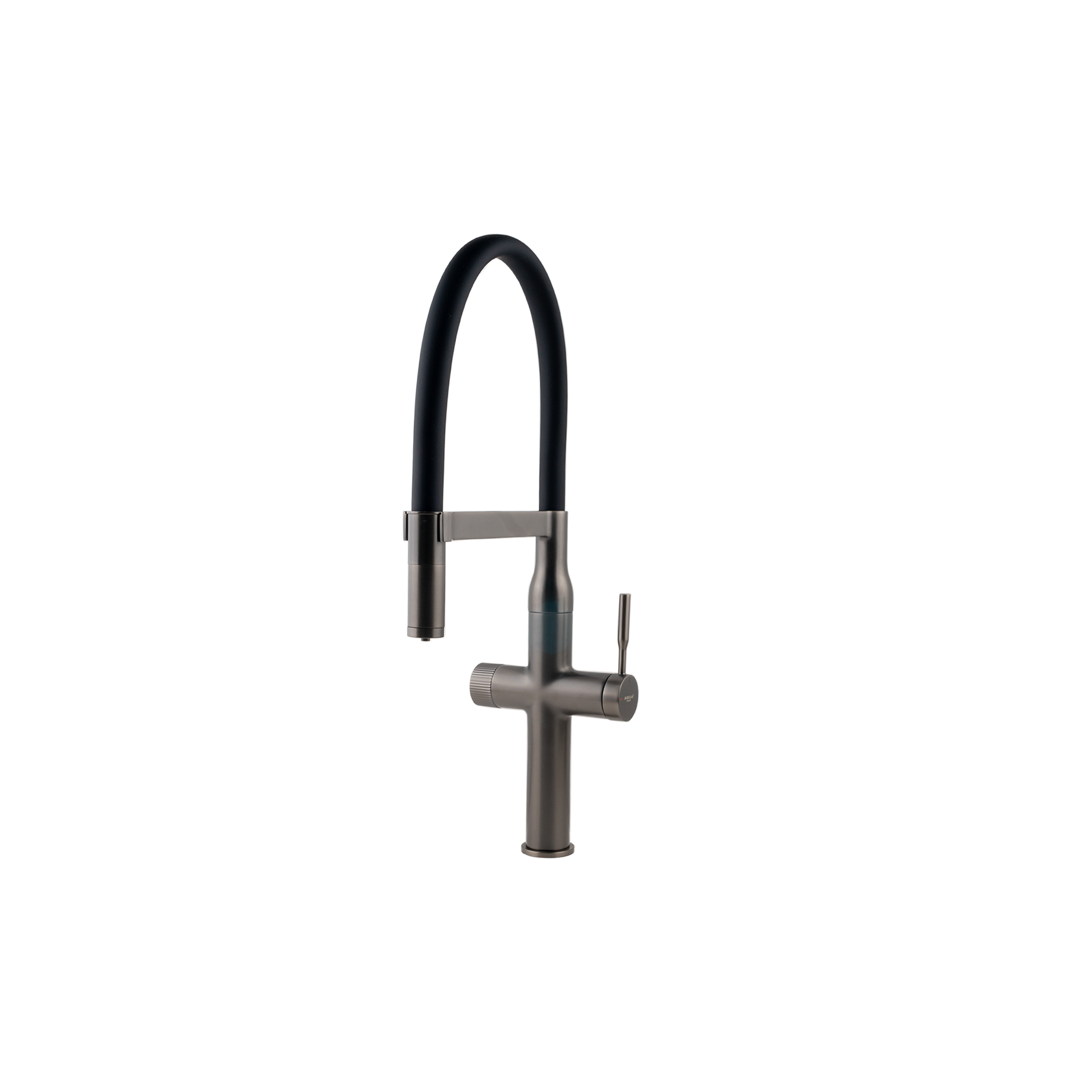 Смеситель ASUA для кухни, поворотный излив, возможность подключения фильтра, PVD тёмный графит